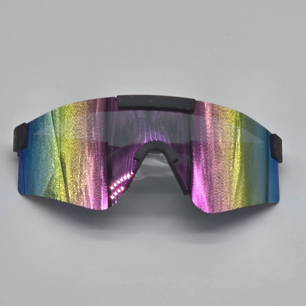 PrettyLittleThing Black Mirrored Frameless Visor Sunglasses